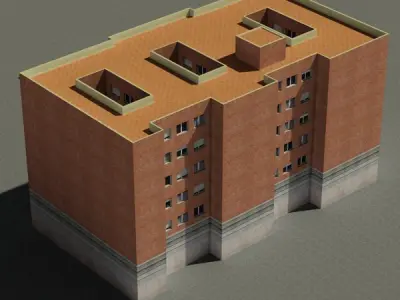 Building apartment in city Low-poly 3D model purchase