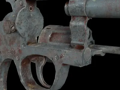 Old Used Revolver Low-poly 3D model