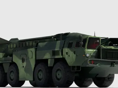 SCUD-B military vehicle Low-poly 3D model