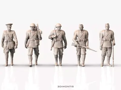 WW2 Czechoslovak Soldiers 3D Models Pack  Infantry STL  3D print model