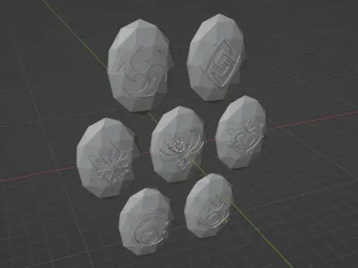 Genshin Impact Gemstones 7 Element Print Ready Free 3D print model