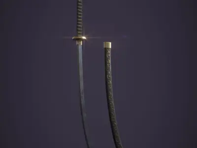 Katana Low-poly 3D model 13