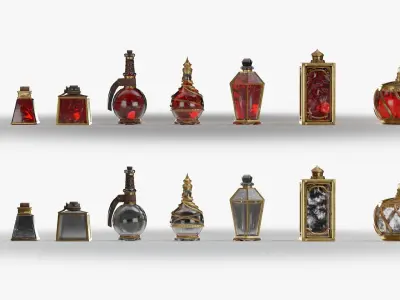 Health Potion Bottle Set Low-poly 3D model