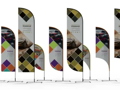 Banner Commercial Flags 3D model purchase