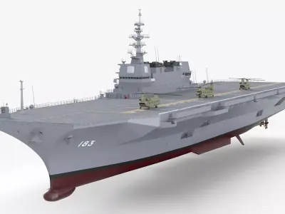 Izumo Class Helicopter Carrier with CH-47 Chinook 3D model