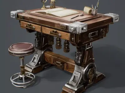 FREE Fantasy Work Table Free low-poly 3D model
