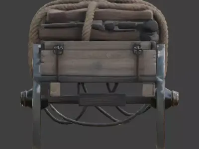 Viking Wooden Cart 3D Model v03 Low-poly 3D model