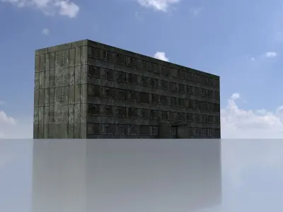 Old military barrack version 1 ruin 11 Low-poly 3D model