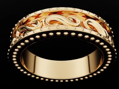 Stylized ring with patterns 3D print model  3D print model