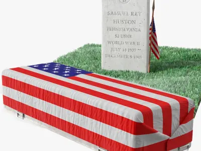 Grave Fur and Coffin of a World War Hero Collection 3D model