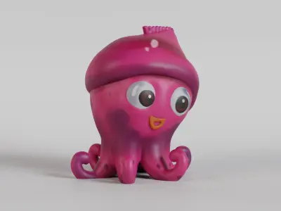 Adorable Cartoon Style Squid Character 3D print model