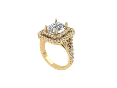 Emerald Solitaire Art Deco Ring 3D print model 8