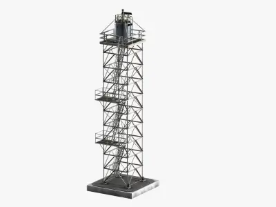 Steel Tower Metal Water Tower lighthouse landmark LODs Low-poly 3D model