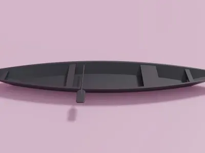 Cartoon Asian Canoe Boat Low-poly 3D model