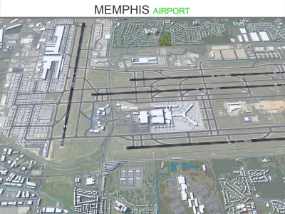 Memphis Airport 10km Low-poly 3D model