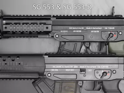 SIG SG 553 and SG 553-R Assault Rifle Pack - Game Asset Low-poly 3D model