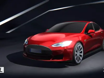 Gridlock - Electric Sedan - PBR Game ready Car low-poly 3d model Low-poly 3D model