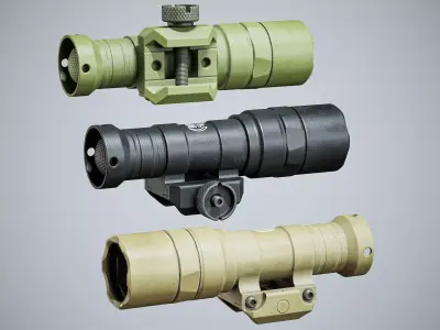 Tactical Flash Light SureFire M300C Compact Led Mounted Low-poly 3D model