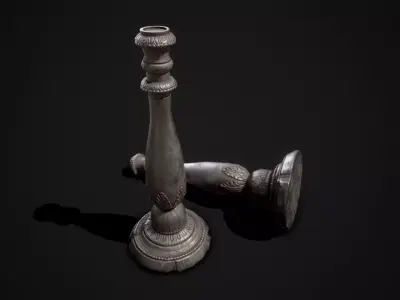 PBR Candlestick silver in form of person Low-poly 3D model