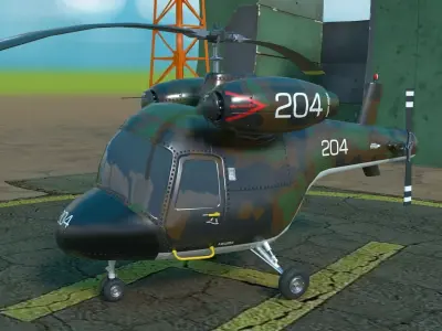 Rigged cartoon helicopter Low-poly 3D model