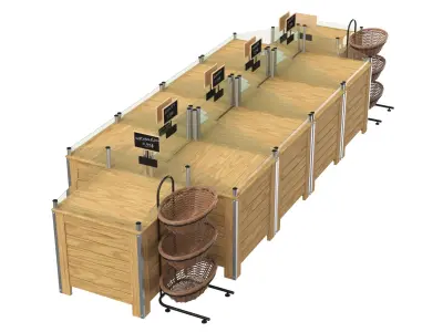 Empty Grocery Display Collection 3D model