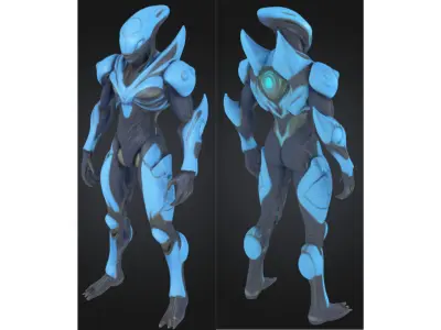 Stylized Sci Fi Alien Soldier Low-poly 3D model