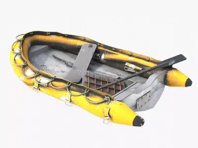Broken Inflatable Boat Low-poly 3D model