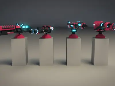 Low Poly Laser Gun Pack 01 Low-poly 3D model
