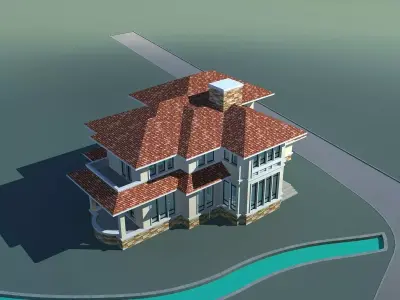 Villa house with roof 3D model get