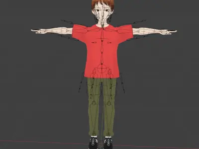 Rigged Anime Tween Boy with over 50 Shape Keys Free low-poly 3D model