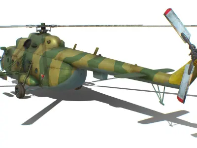 Helicopter MI8 USSR Mil MI Attack Russian Weapon Fly Gun Machine Low-poly 3D model