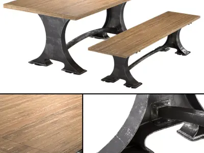 Roberto Dining Table and bench 3D model