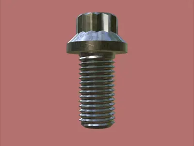 Steel Stained M8 12 Point Bolt 4K PBR 3D model
