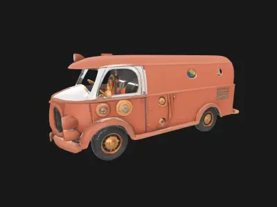 Steampunk Van 3D Model RetroFuturistic Victorian Era Low-poly 3D model purchase