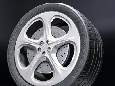 Porsche Carrera 911 game ready tire and rim Free low-poly 3D model