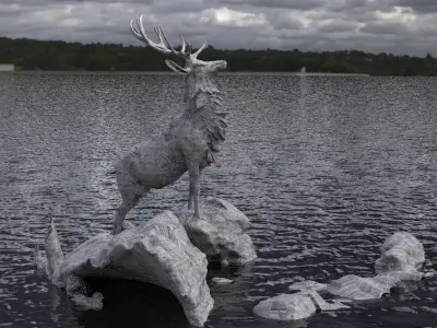 Deer King on Rocks 3D model