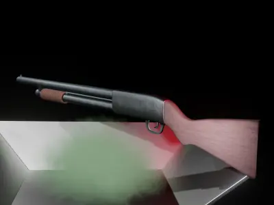 Ithaca Model 37 Pump Auto Shotgun Low-poly 3D model