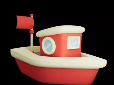 Stylized Little Boat Maritime Cartoon Boat Low-poly 3D model