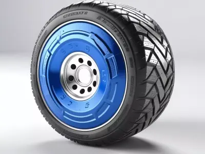 Futuristic Car Wheel and Tire 3D model