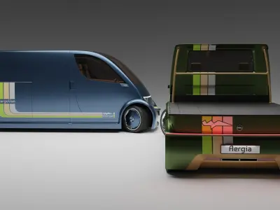 Aergia CargoVan and Aergia FlatBed original utility vehicles 3D model