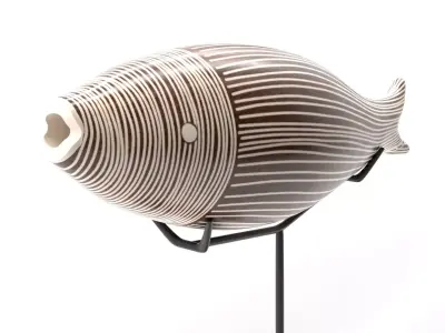 Fish wooden painted decoration for interiors 3D model