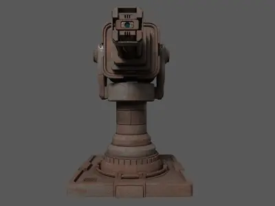 Rusty Retrofuturism Laser Turret Low-poly 3D model