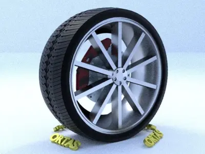 ORTAS CAR RIM 6 GAME READY RIM TIRE AND DISC 3D model