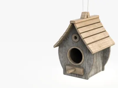 Birdhouse wooden Low-poly 3D model