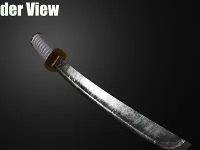 VRChat Katana Stylized Sword Poiyomi Shader Free low-poly 3D model purchase