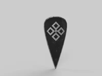 Shield pin with diamond Low-poly 3D model