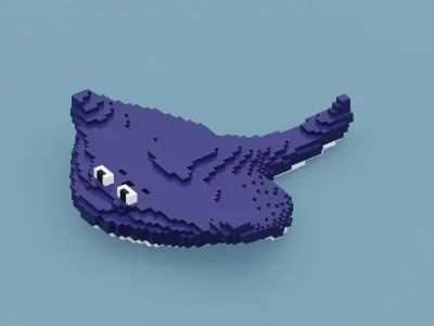 Voxel Stingray Low-poly 3D model