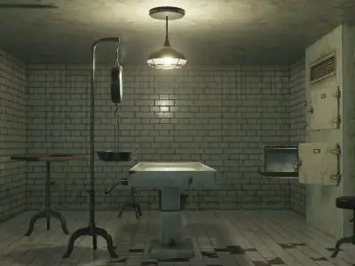 Low Poly Vintage Modular Morgue With PBR Materials Low-poly 3D model