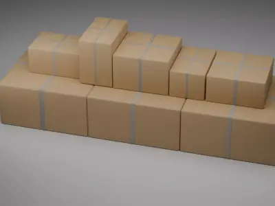Cardboard Box Pack Low-poly 3D model