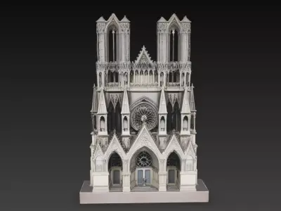 Gothic Cathedral Facade Notre Dame Style STL Model 3D print model